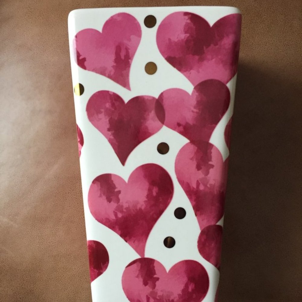 Vase Decorated with Hearts 4" W x 8" L New